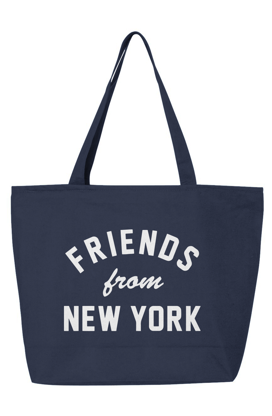 Navy Friends From New York canvas zip tote with white FFNY logo